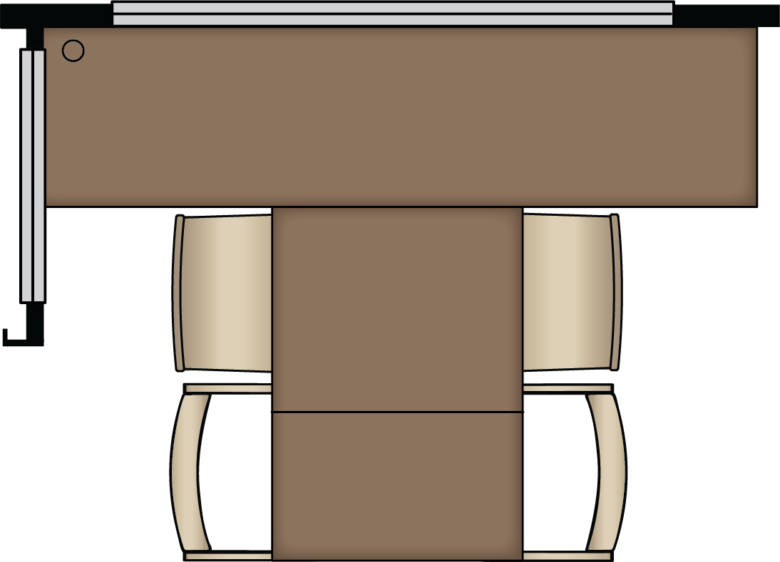 Combo Desk Dinette with Buffet Table, Two Fixed and Two Folding Chairs