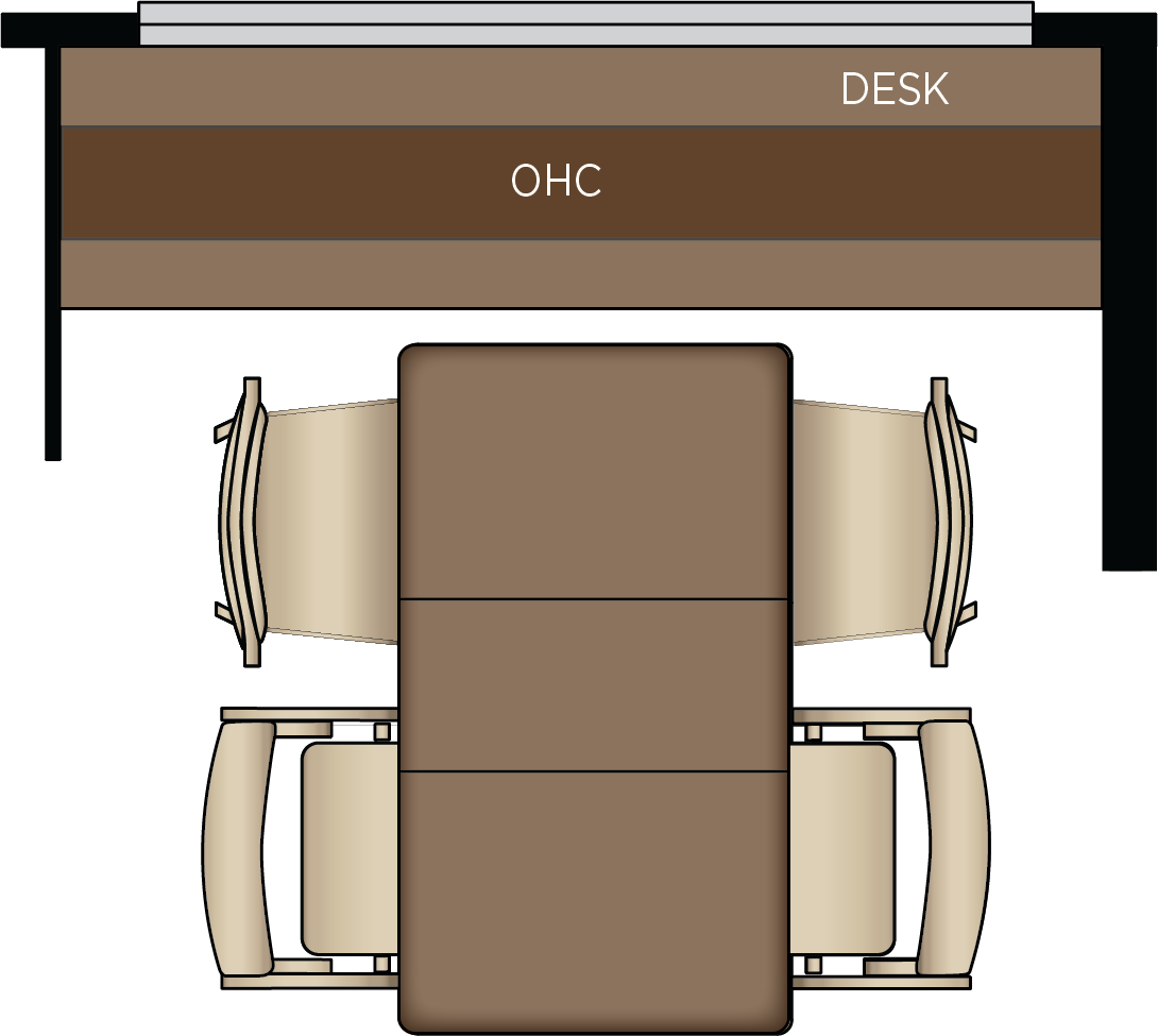 Combo Desk Dinette with Free Standing Hide-A-Leaf Table, Two Fixed and Two Folding Chairs (Excludes Floor Plan 3512)