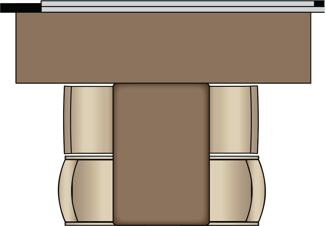 Combo Desk Dinette with Buffet Table, Two Fixed and Two Folding Chairs (Floor Plan 4531)