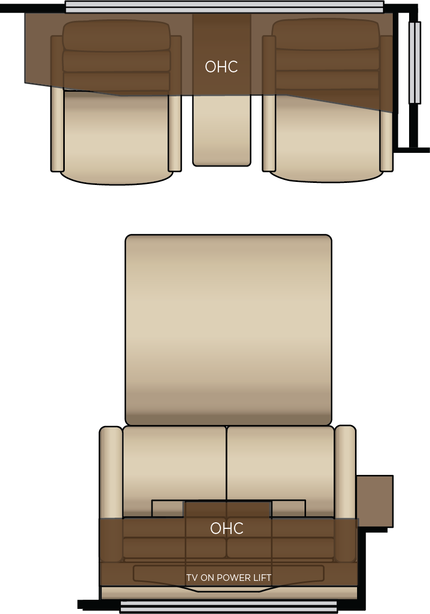 Two Recliners with Reading Lights and Lampstand Replaces Hide-A-Bed Sofa and 62" Trifold Replaces Jackknife Sofa
