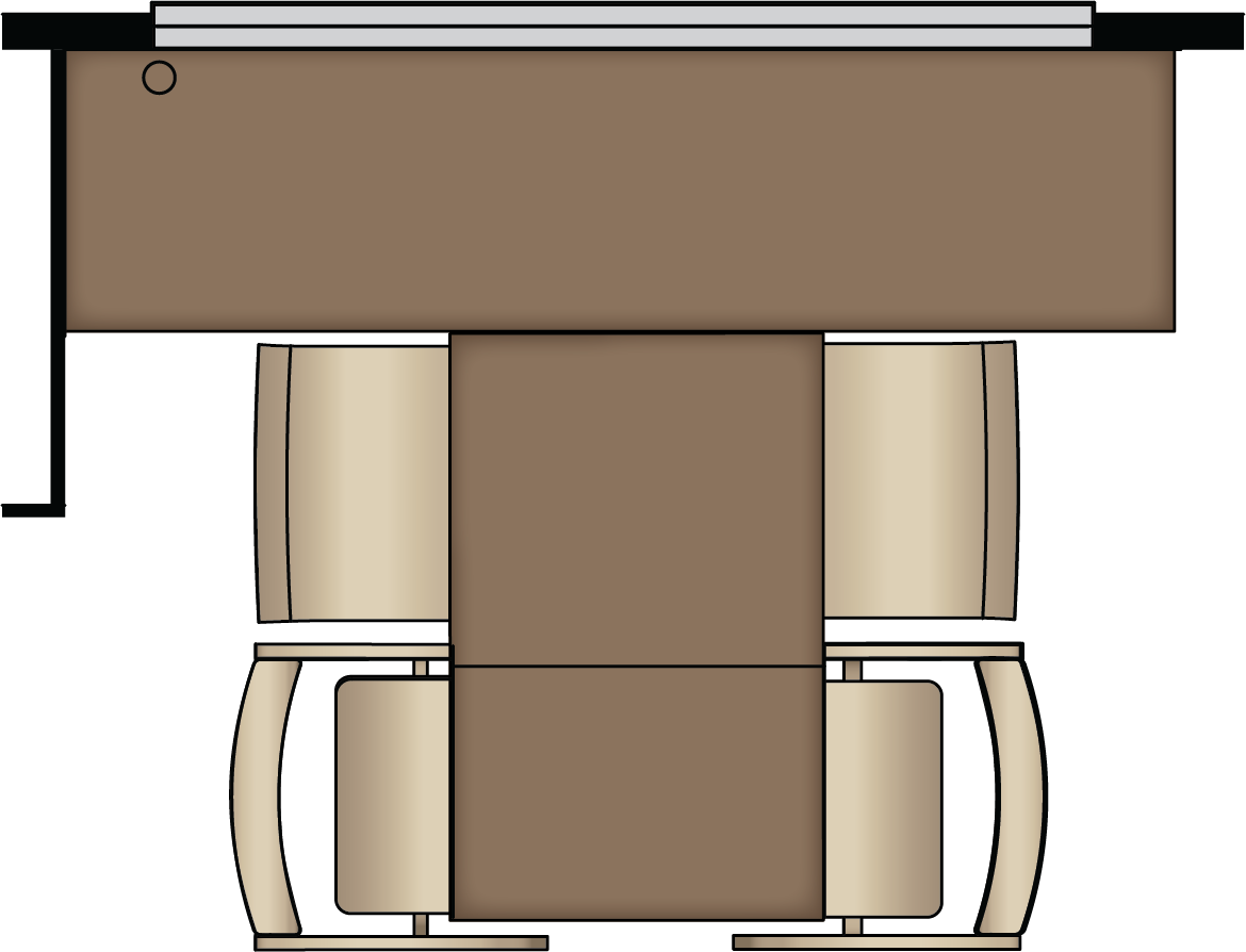 Combo Desk Dinette with Buffet Table, Two Fixed and Two Folding Chairs