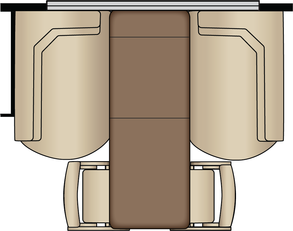 Euro Booth Dinette with Two Table Leaves, Removable Table Leg and Two Folding Chairs (Floor Plan 4037)