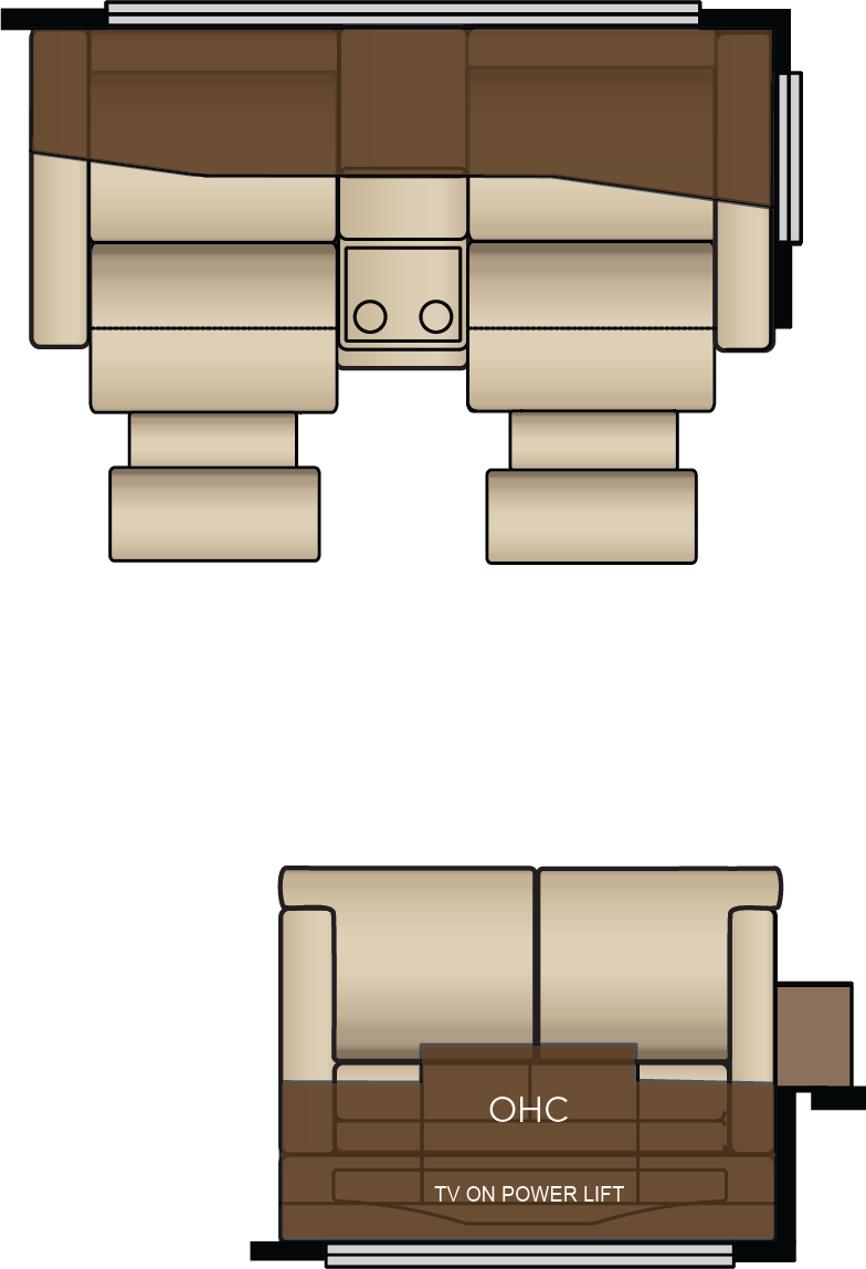 87" Theater Seating (Powered) with Reading Lights Replaces Standard Sofa